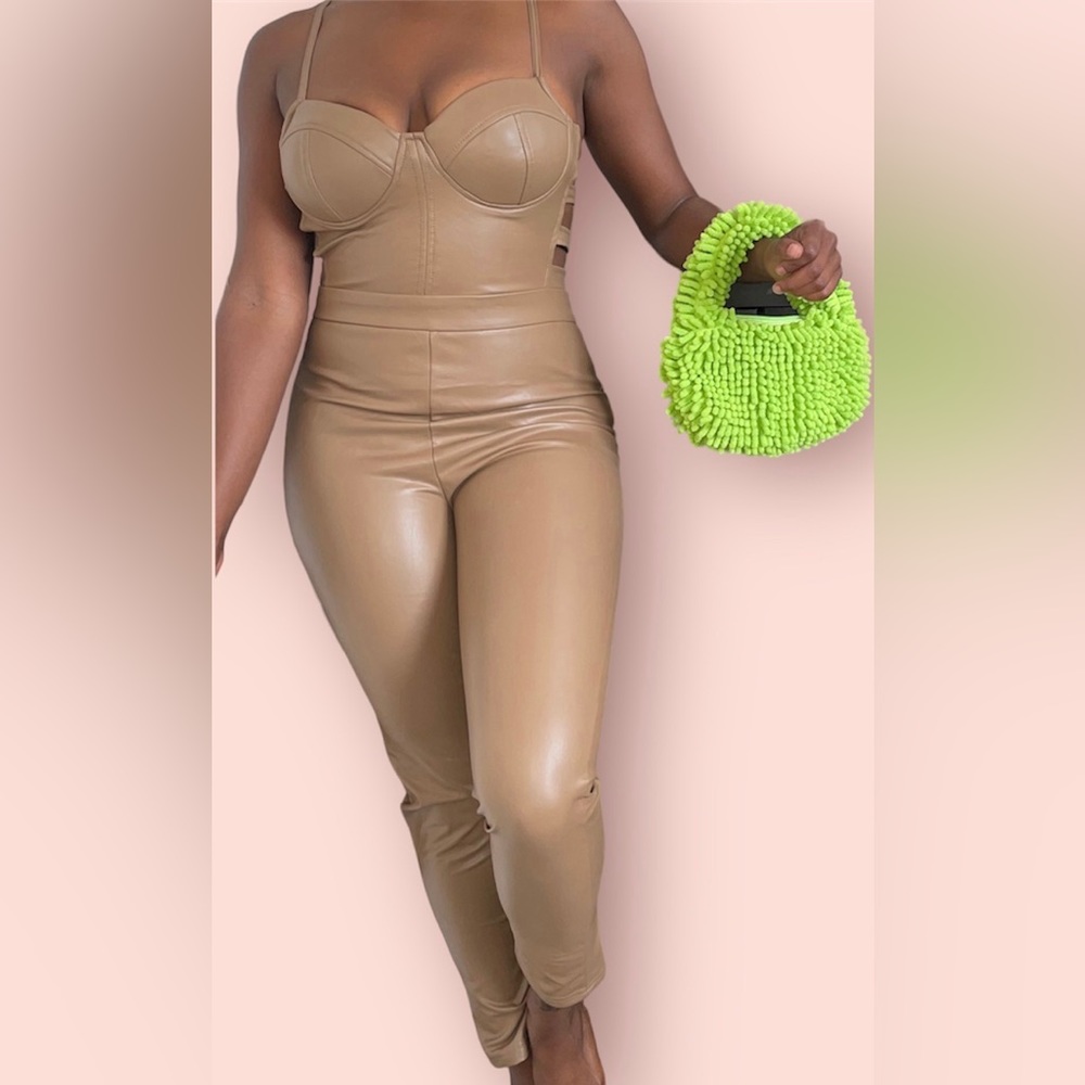 Tan Leather Bodysuit